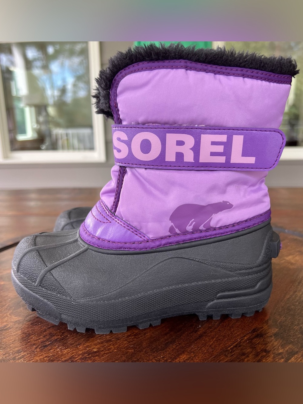SOREL Kids Snow Commander Winter Boots Purple Black Size 13